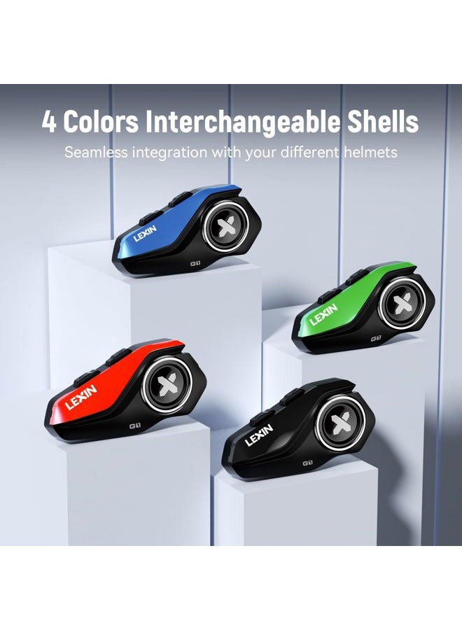 LEXIN G1 Motorcycle Bluetooth Headset, Helmet Speakers with 2 Type Mics, Hands-Free Call/Music/GPS, IP67 Waterproof Motorcycle Headphones with HD Stereo Loud Sound, 4 Color Faceplates, Single Use - Image 2