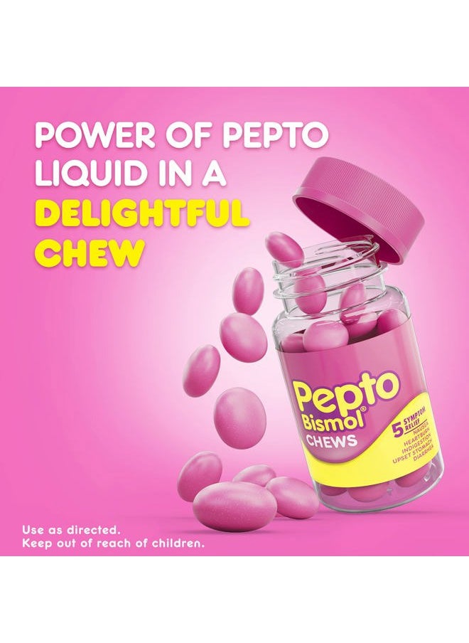Pepto Bismol - Chews, Fast and Effective Digestive Relief from Nausea, Heartburn, Indigestion, Upset Stomach, Diarrhea, 72 Total (3 Packs of 24) - Image 1