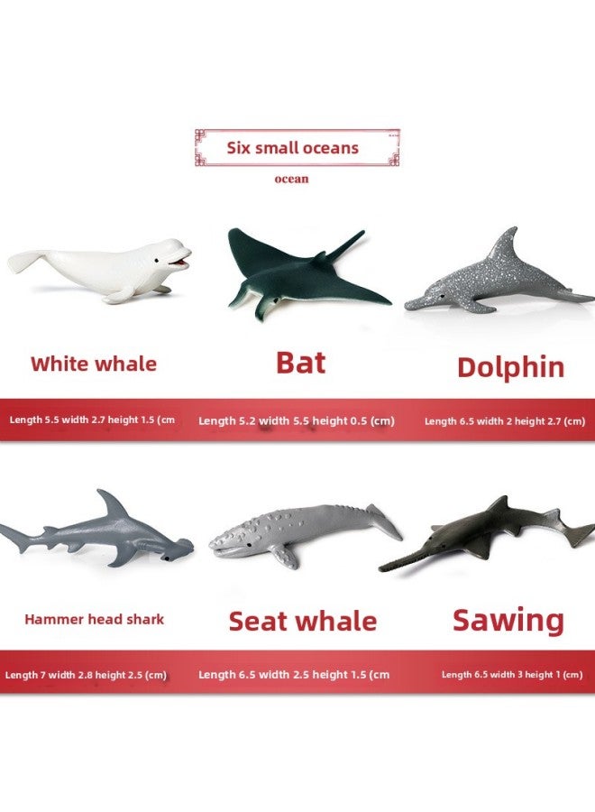 Children's Cognitive Simulation Marine Animal Model Suit Toy Arctic Penguin Emperor Penguin Static Solid Ornaments-Color:Mini Ocean 6 Set (Note Size) M6029 White - Image 1