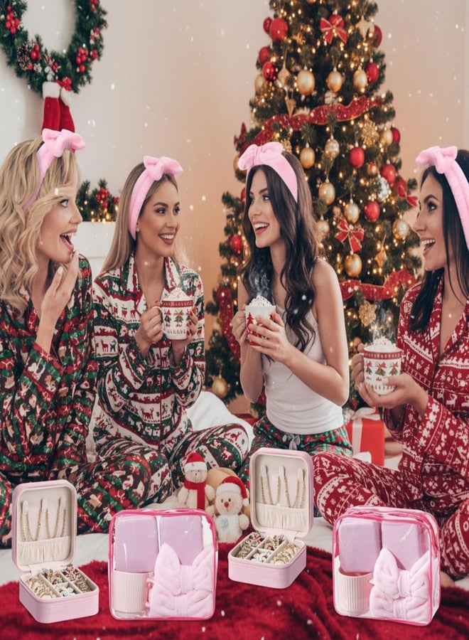 Suncalla 12 Pcs Pink Christmas Women Girls Gifts Set, Pink Ceramic Coffee Mug Bow Headbands Jewelry Storage Box Cosmetic Bags for Spa Slumber Sleepover Party Supplies Birthday Favors - Image 5