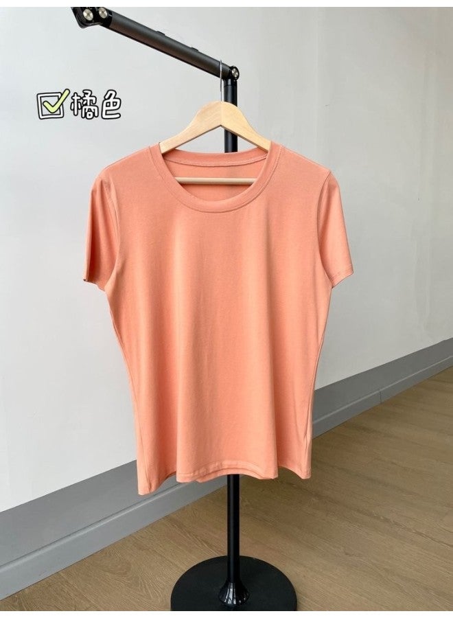[broken Size Welfare] Solid Color Round Neck Non-trace Half-sleeve Women's Base T-shirt Cool Sense Short-sleeve Summer Breathable Top