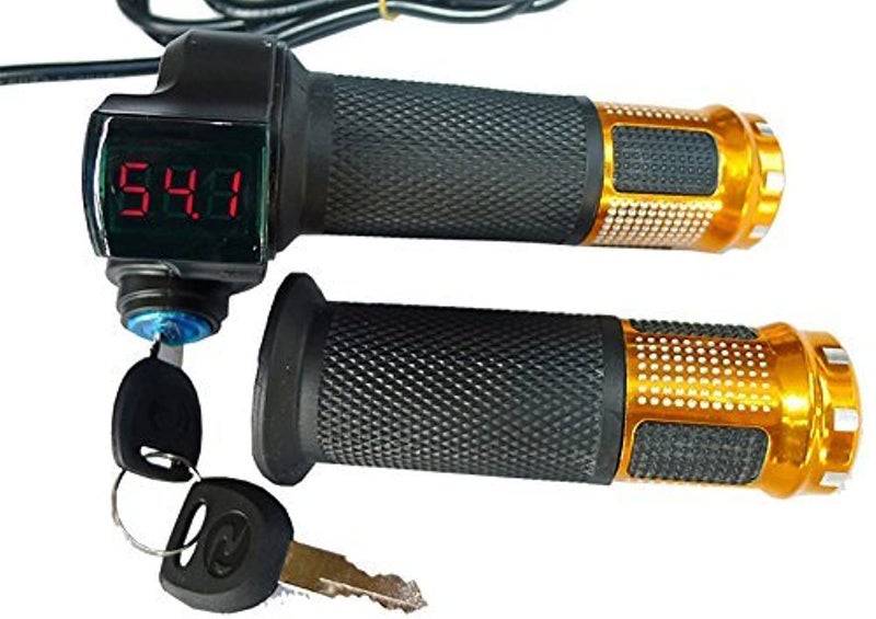 L-faster 24V/36V/48V Bike Throttle Grip Scooter Voltage Indicator Power Key Locker Accelerator - Image 1