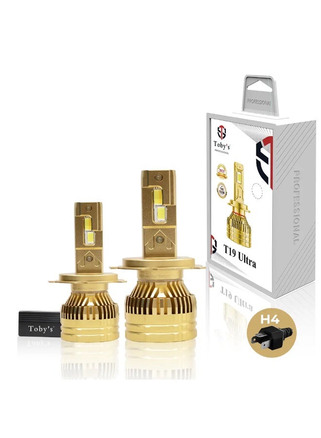 توبيز مصباح أمامي LED فائق الجودة T19 من توبي الجديد، 65 واط، لمبات متغيرة اللون (أبيض ماسي 6500 كلفن، أبيض دافئ 4300 كلفن) للضوء العالي، والضوء المنخفض، أو ضوء الضباب - H4