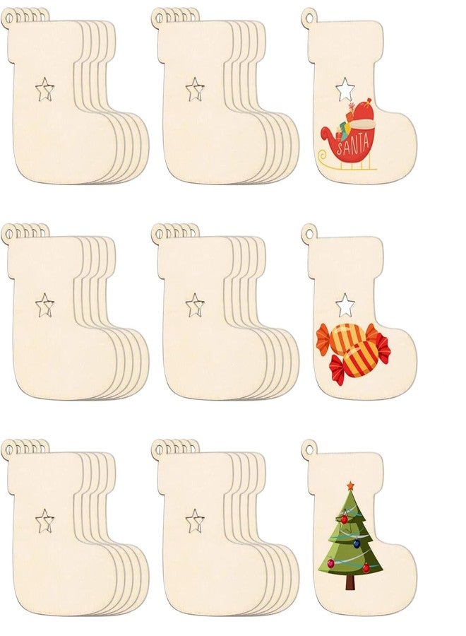 CozyCrest زينة عيد الميلاد من كوزي كريست، قطع من خشب MDF وشرائح خشبية، قطع غير مكتملة لتعليق شجرة عيد الميلاد، عناصر زينة يدوية الصنع، مثالية لأعمال عيد الميلاد والهدايا (التصميم 12) - Image 1