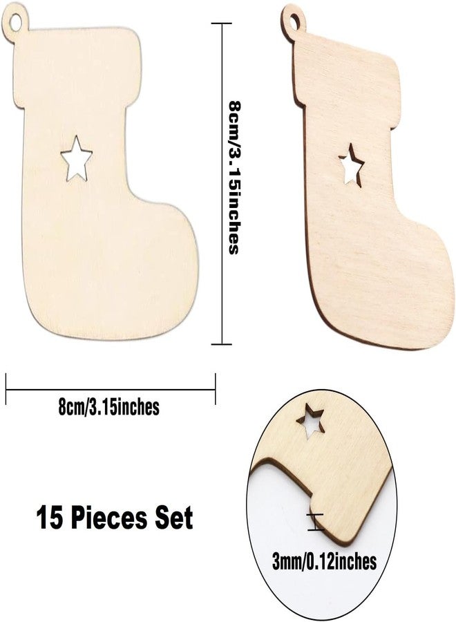 CozyCrest زينة عيد الميلاد من كوزي كريست، قطع من خشب MDF وشرائح خشبية، قطع غير مكتملة لتعليق شجرة عيد الميلاد، عناصر زينة يدوية الصنع، مثالية لأعمال عيد الميلاد والهدايا (التصميم 12) - Image 2