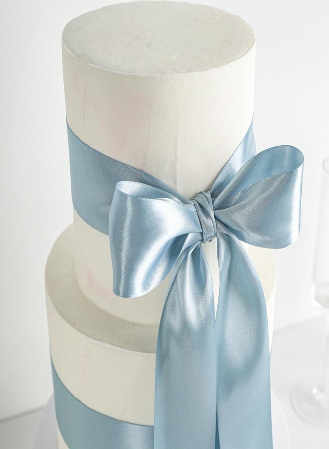 MEEDEE Slate Blue Satin Ribbon 2 inch Slate Blue Ribbon Double Faced Satin Ribbon Dusty Blue Satin Ribbon by 25 Yards Dusty Blue Ribbon for Christmas Tree, Satin Weddings, Flower Bouquet - Image 4