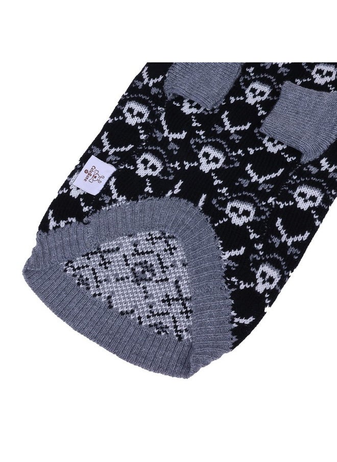CuteBone - Skull Dog Sweater Black Dog Sweater With Leash Hole Puppy Clothes For Medium Dogs Cozy Sweatshirts Dog Coats - Image 1