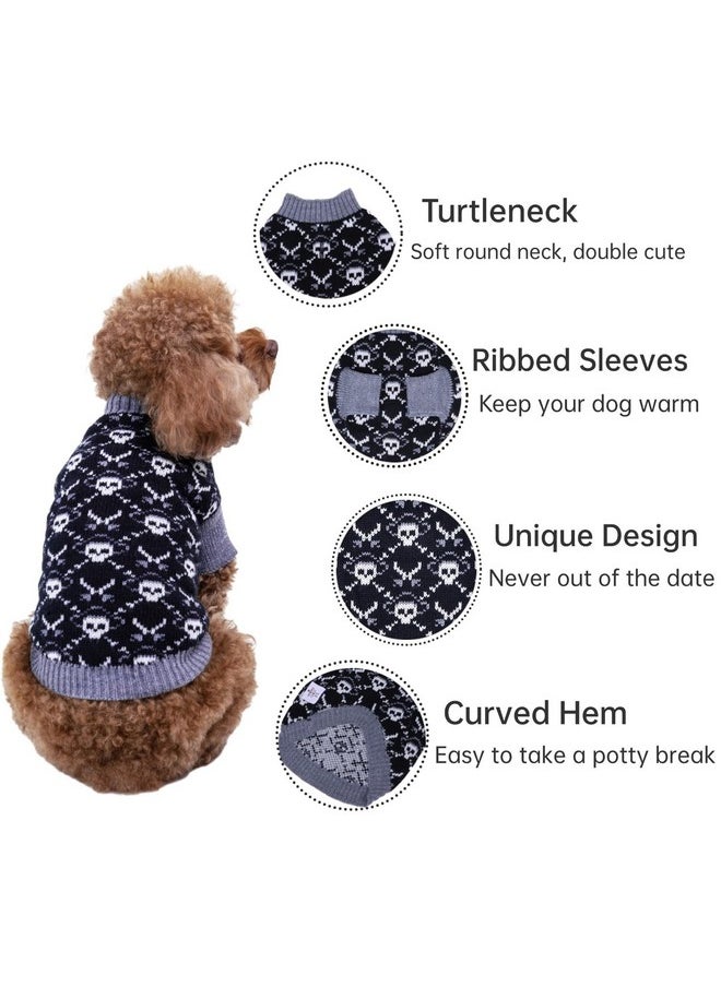 CuteBone - Skull Dog Sweater Black Dog Sweater With Leash Hole Puppy Clothes For Medium Dogs Cozy Sweatshirts Dog Coats - Image 1