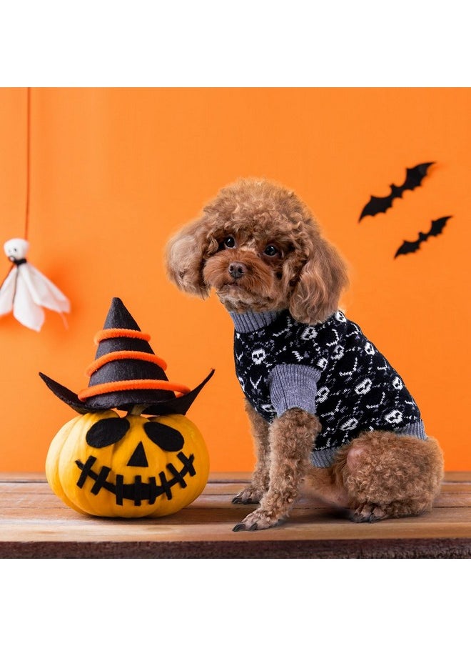CuteBone - Skull Dog Sweater Black Dog Sweater With Leash Hole Puppy Clothes For Medium Dogs Cozy Sweatshirts Dog Coats - Image 1