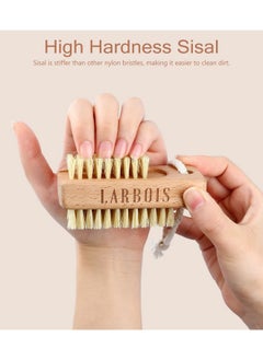 Larbois Larbois Nail Brush for Cleaning Fingernails, 2Pack Wooden Nail Brushes Fingernail Brush for Cleaning Nail Scrub Brush Two-Sided with Hanging Rope (Beechwood)  - Image 2