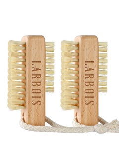 Larbois Larbois Nail Brush for Cleaning Fingernails, 2Pack Wooden Nail Brushes Fingernail Brush for Cleaning Nail Scrub Brush Two-Sided with Hanging Rope (Beechwood)  - Image 1
