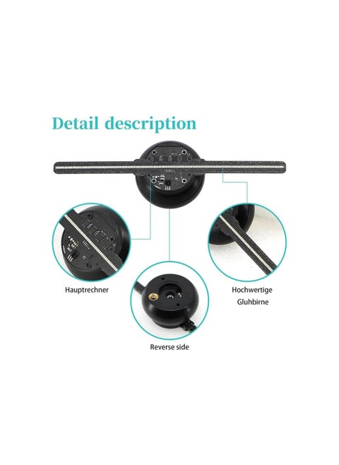 3D Hologram LED Fan Projector, 3D Hologram Fan, 3D Hologram Projector, 3D Holographic Projector Advertising Display with 224 LED Light Beads for Shop, Bar, Christmas