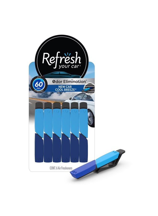 RefreshYourCar Refresh your car, Odor Elimination cool breeze Auto Vent Stick, New Car, 6 Per Pack - Image 1