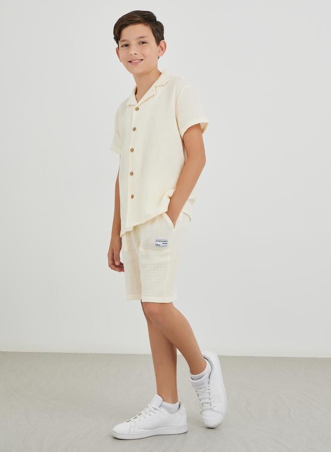 Styli Styli Regular Fit Badge Detail Shorts with Drawstring  - Image 2