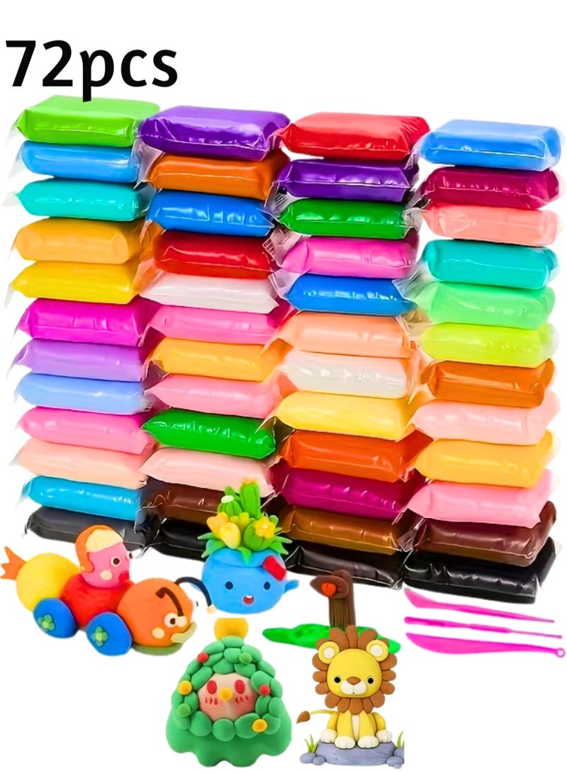 ZedPlay 72 Piece Colorful Non-Toxic Air Dry Clay for Kids – Multicolor Modeling Clay Set, Soft & Air-Hardening Craft Dough for Creative Arts & Crafts - Image 1