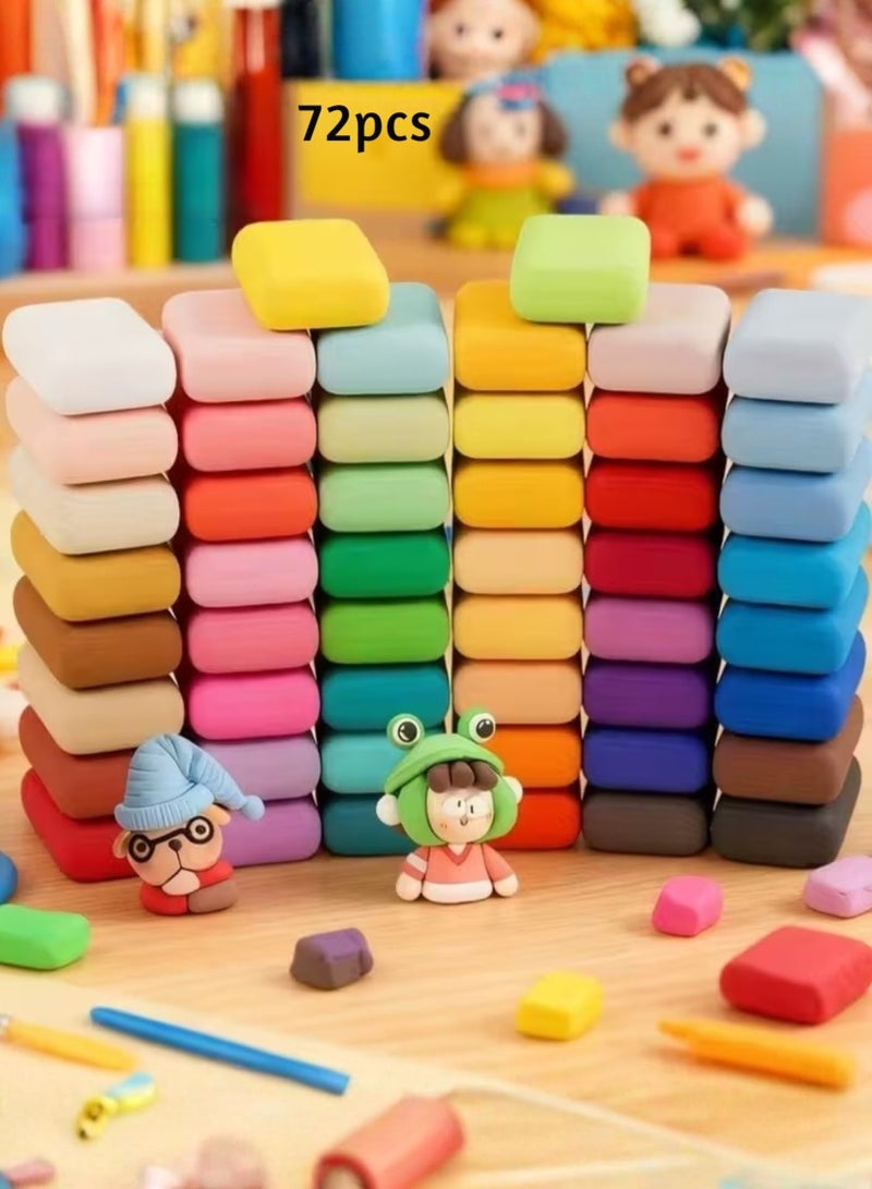 ZedPlay 72 Piece Colorful Non-Toxic Air Dry Clay for Kids – Multicolor Modeling Clay Set, Soft & Air-Hardening Craft Dough for Creative Arts & Crafts - Image 2