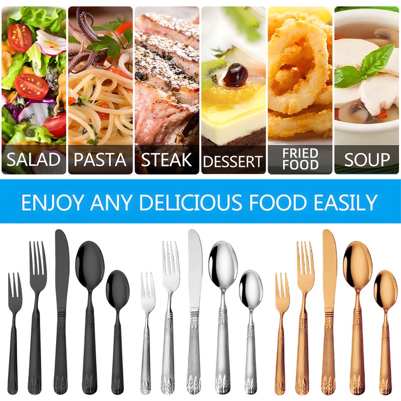20 Pieces Silverware Set Premium Stainless Steel Flatware Set Service for 5 Include Knife Spoon Set Dishwasher Safe Cutlery Utensil Set for Home/Hotel/Wedding - Image 4