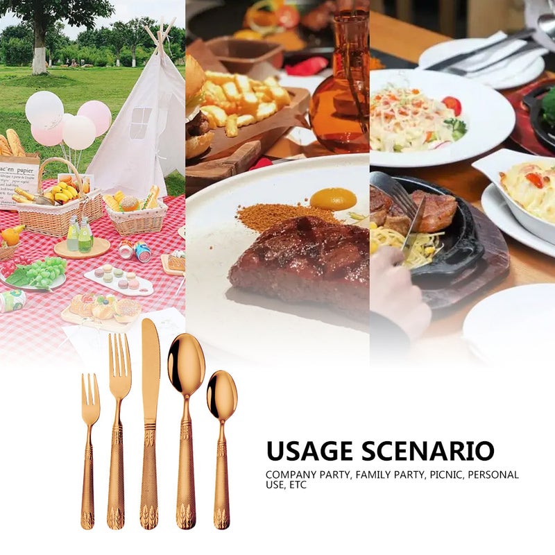 20 Pieces Silverware Set Premium Stainless Steel Flatware Set Service for 5 Include Knife Spoon Set Dishwasher Safe Cutlery Utensil Set for Home/Hotel/Wedding - Image 3