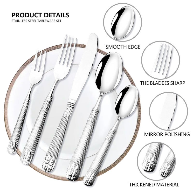 20 Pieces Silverware Set Premium Stainless Steel Flatware Set Service for 5 Include Knife Spoon Set Dishwasher Safe Cutlery Utensil Set for Home/Hotel/Wedding - Image 5