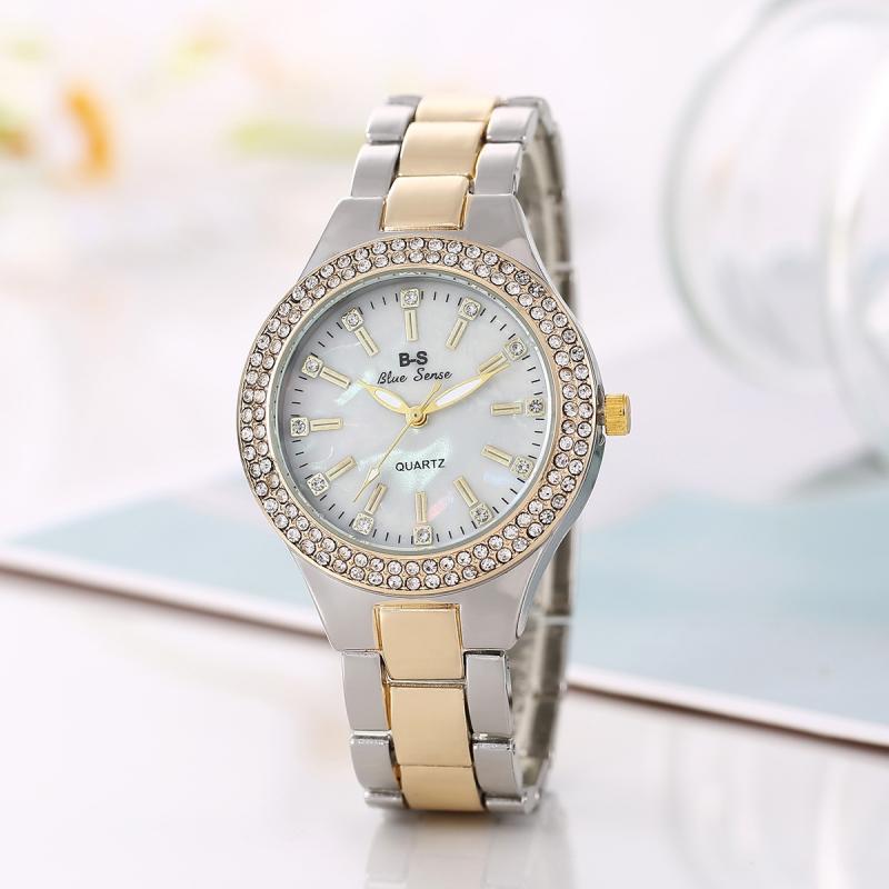 Womens Quartz Watch Diamond Accents Precision Movement Inter-Gold