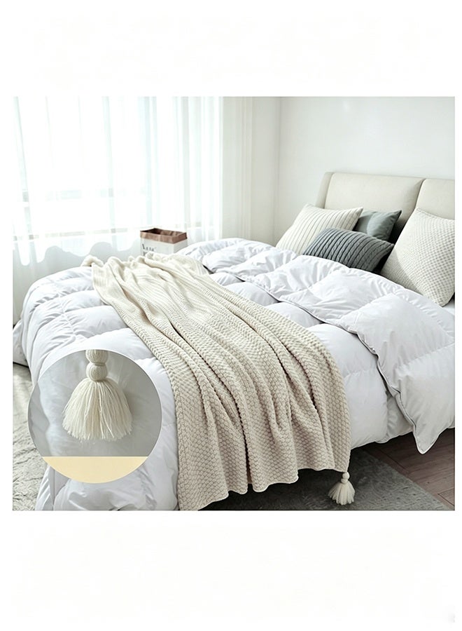 White Throw Blanket for Couch Bed, Super Soft Cozy Blankets with Decorative Wave Textured, Lightweight Plush All Season Use 130*170 - Image 2