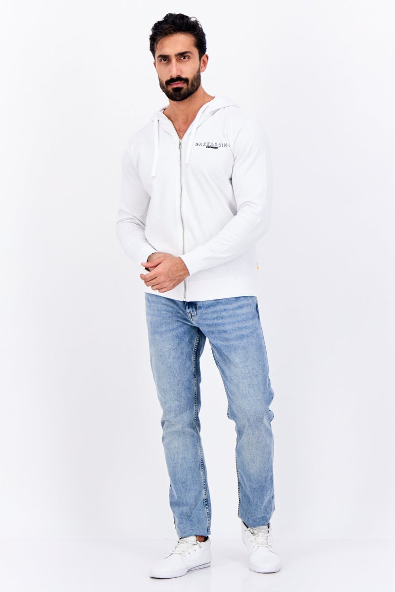 Gazzarrini Men Hooded Brand Logo Long Sleeve Sweatshirt, White - Image 2