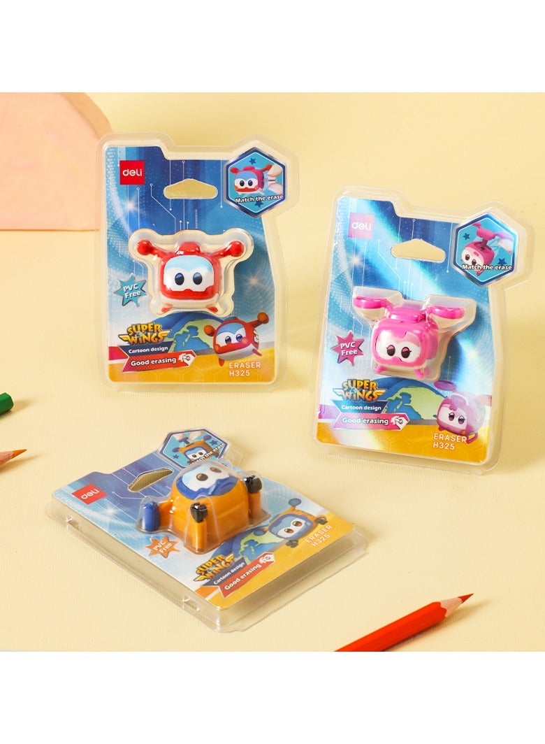 Deli 1 piece Assorted shape and color EH325 Cartoon Character Eraser 40×30×30mm – ideal for fun learning, 3pcs/set - Image 5