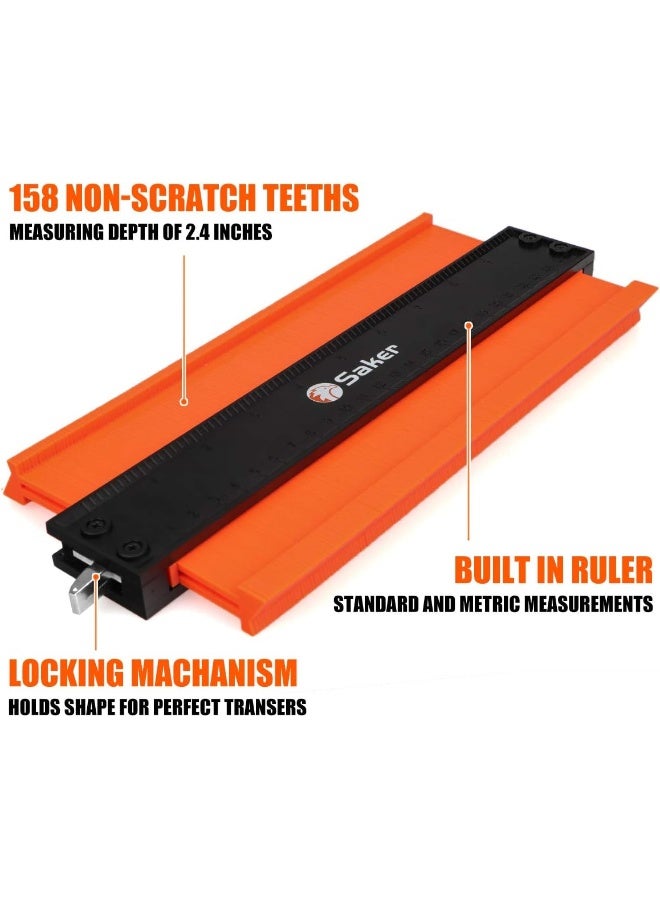 Saker Contour Gauge (10 Inch Lock) Profile Tool-Adjustable Lock-Men Gifts For Men Dad Him Boyfriend Husband-Precisely Copy Irregular Shape Duplicator-Irregular Welding Woodworking Tracing - Image 2