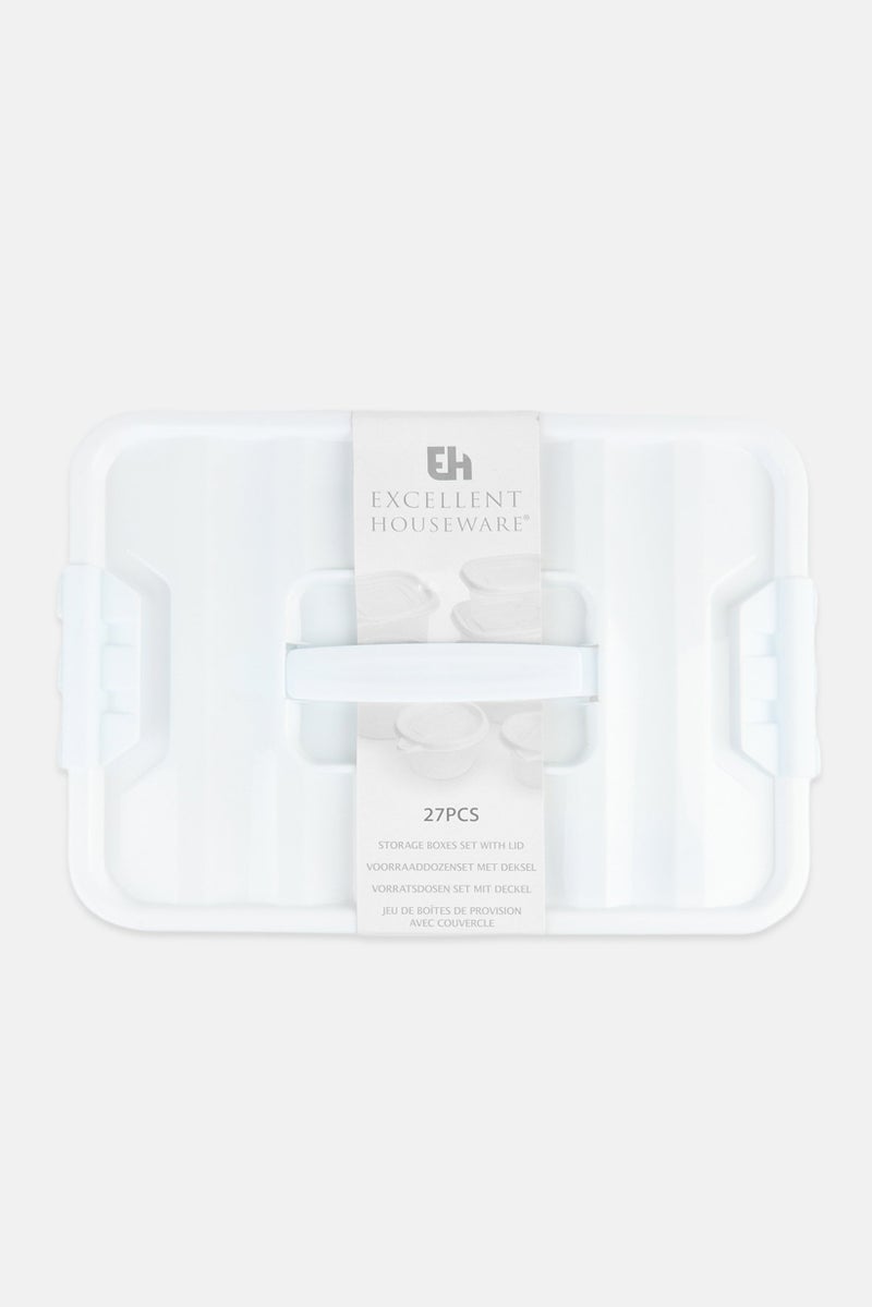 EH Excellent Houseware 27 Pieces Storage Box Set With Lid, White  - Image 2