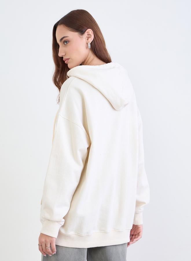 ستايلي هودي واسع مطرز كريمي - Image 4
