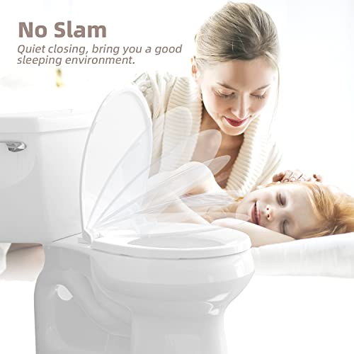 CcBello Round Toilet Seat, Slow Close Quick-Release Hinges, Heavy Duty Soft Close, Quiet-Close Lid And Seat For Standard Toilets, Easy To Install And Clean, Never Loosen, White(16.5”) - Image 4