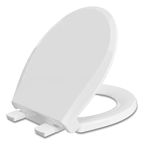 CcBello Round Toilet Seat, Slow Close Quick-Release Hinges, Heavy Duty Soft Close, Quiet-Close Lid And Seat For Standard Toilets, Easy To Install And Clean, Never Loosen, White(16.5”) - Image 1