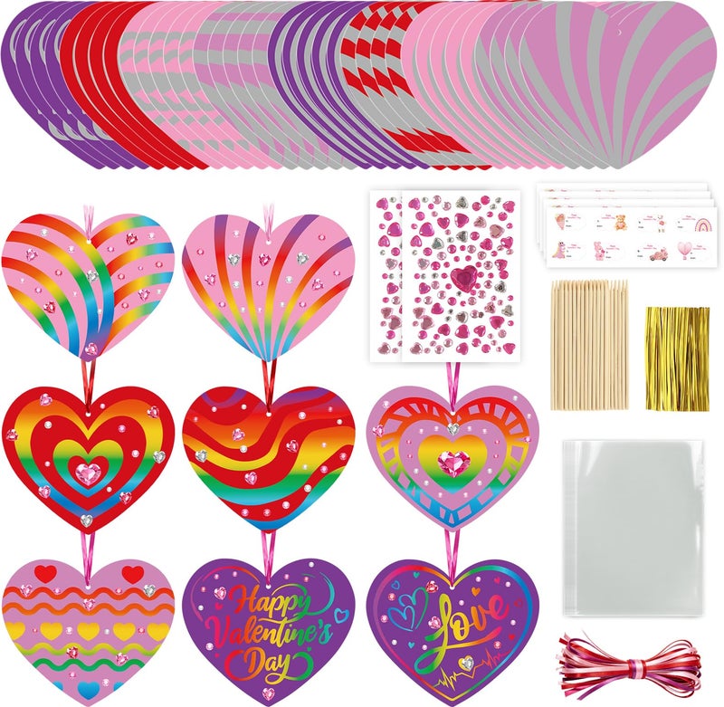 Sealmic Colorful Magic Color Scratch Valentine Scratch Art Hearts Ornaments Decorations Valentines Day Crafts for Kids Classroom Activities Gifts Exchange Party Favors Games - Image 1