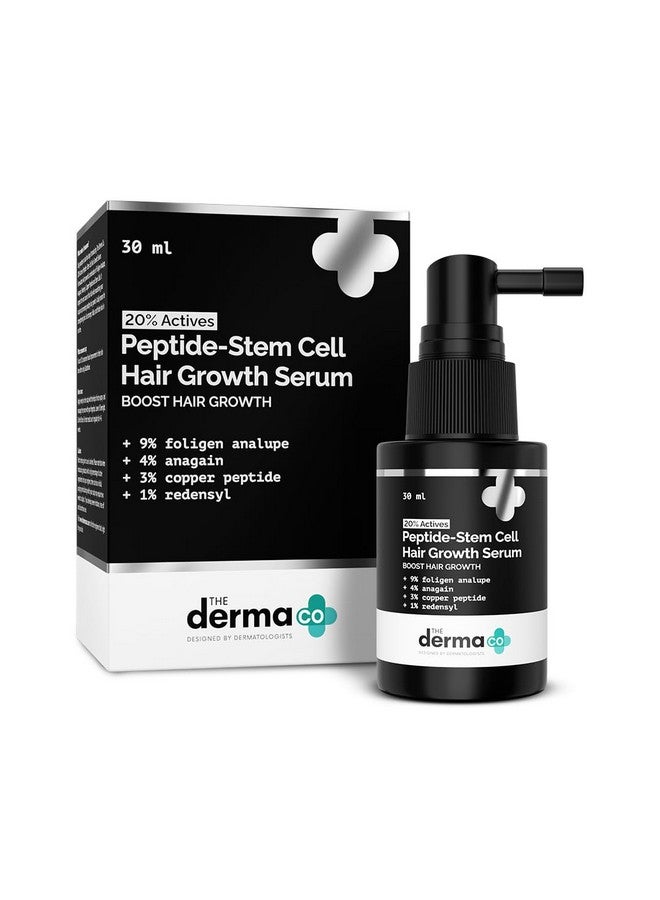 THE derma Co 20% Actives Peptide Stem Cell Hair Growth Serum-30Ml|With 9% Foligen Analupe|4% Anagain|3% Copper Peptide|1% Redensyl|Boosts Hair Growth|Promotes Healthy Scalp|For All Hair Types - Image 1