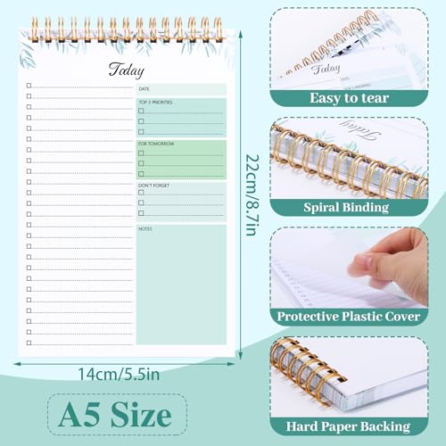 Thboxes 2 Packs To Do List Notepad, Totally 208 Pages To Do List Notebook A5 Undated Daily Planner Notepad with Task Checklist Home Office School Supplies, Green & Pink - Image 2