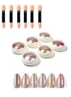 Ant 6 Colours Rose Gold Chrome Nail Powder, Mirror Effect Chrome Pigments, Manicure Powder for Nail Decoration Salon Home DIY  - Image 1