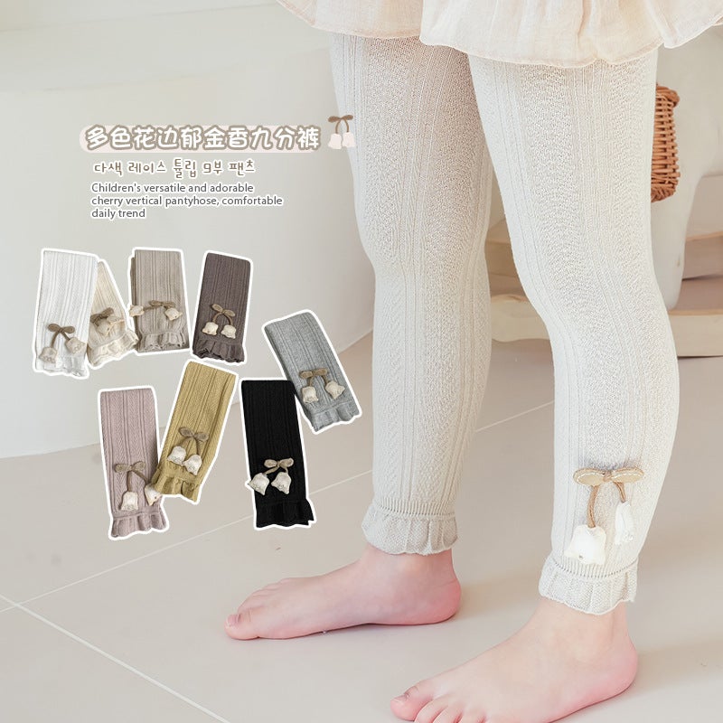 Factory 2024 Girls' Leggings Korean Style Flower Baby Pants Cropped Pants Pantyhose Tiantai Children'S Socks - Image 2