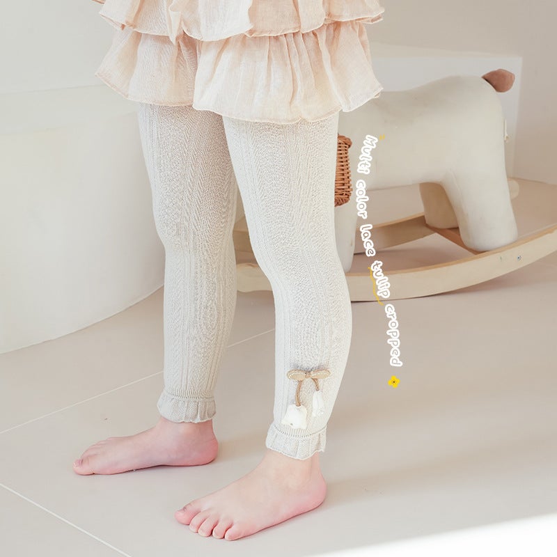 Factory 2024 Girls' Leggings Korean Style Flower Baby Pants Cropped Pants Pantyhose Tiantai Children'S Socks - Image 4