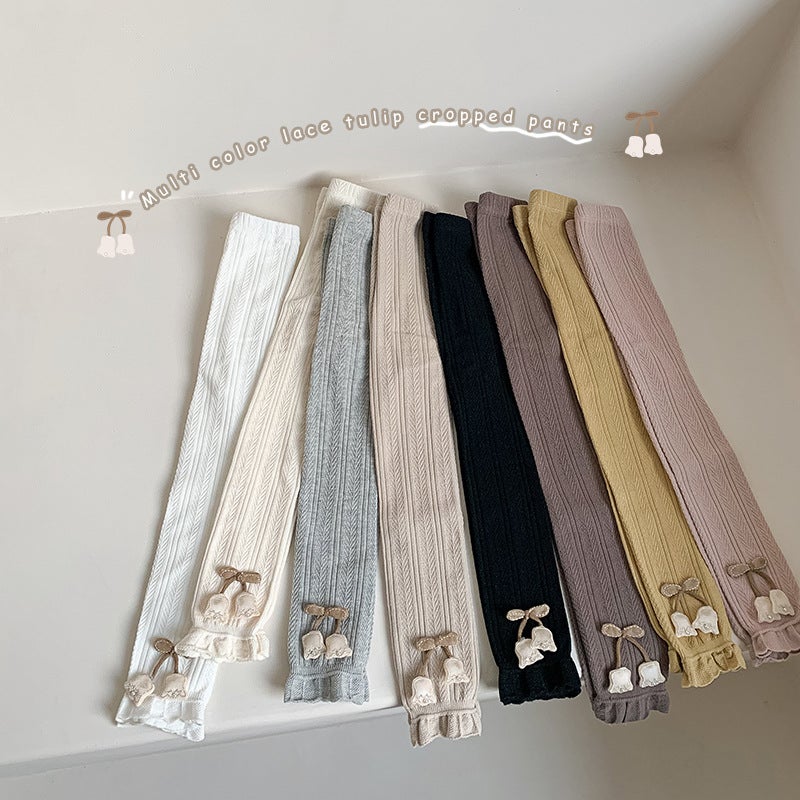 Factory 2024 Girls' Leggings Korean Style Flower Baby Pants Cropped Pants Pantyhose Tiantai Children'S Socks - Image 3