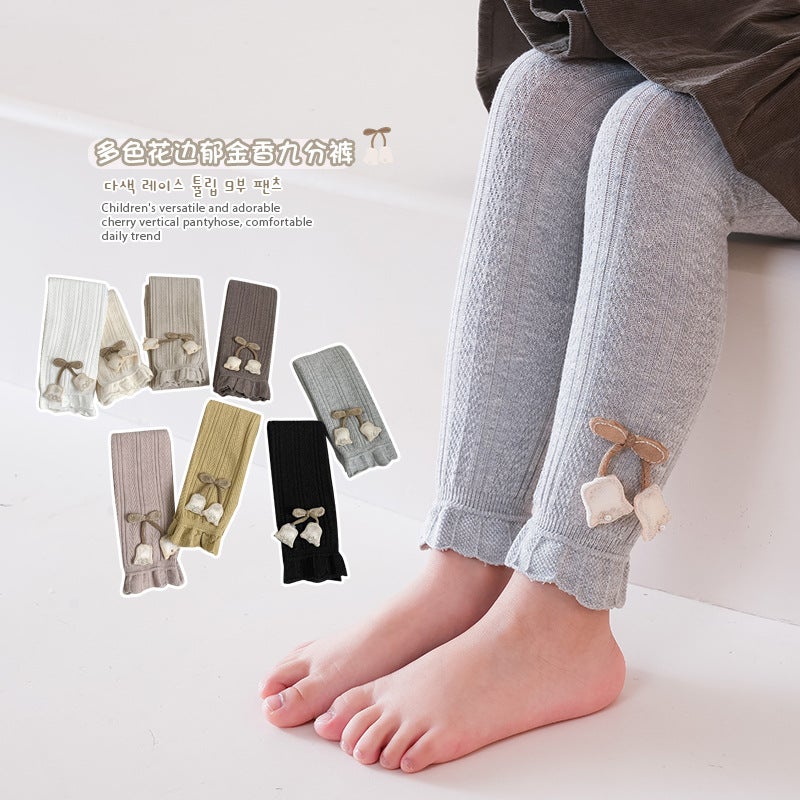 Factory 2024 Girls' Leggings Korean Style Flower Baby Pants Cropped Pants Pantyhose Tiantai Children'S Socks - Image 5