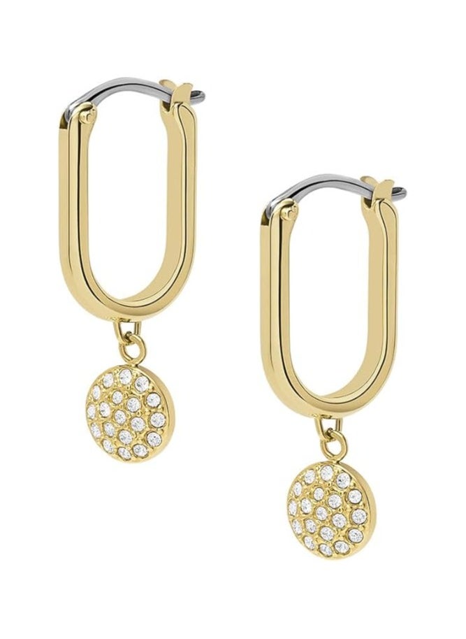 FOSSIL - Creole Earrings Sadie Glitz Disc for women stainless steel gold-tone, JF04546710 - Image 1