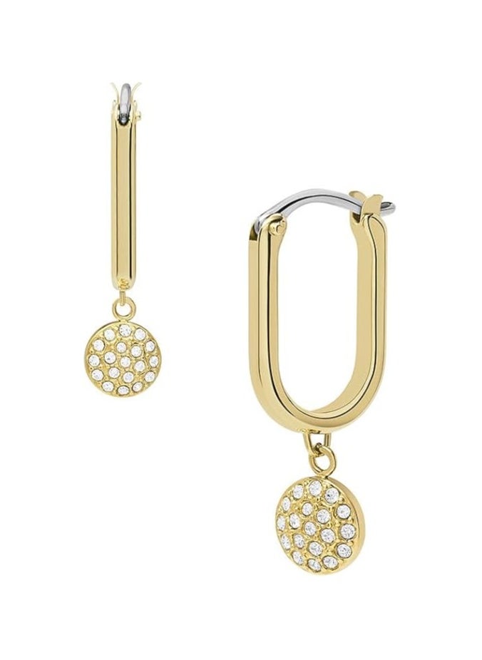 FOSSIL - Creole Earrings Sadie Glitz Disc for women stainless steel gold-tone, JF04546710 - Image 1