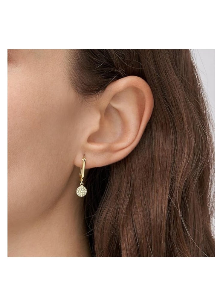 FOSSIL - Creole Earrings Sadie Glitz Disc for women stainless steel gold-tone, JF04546710 - Image 1