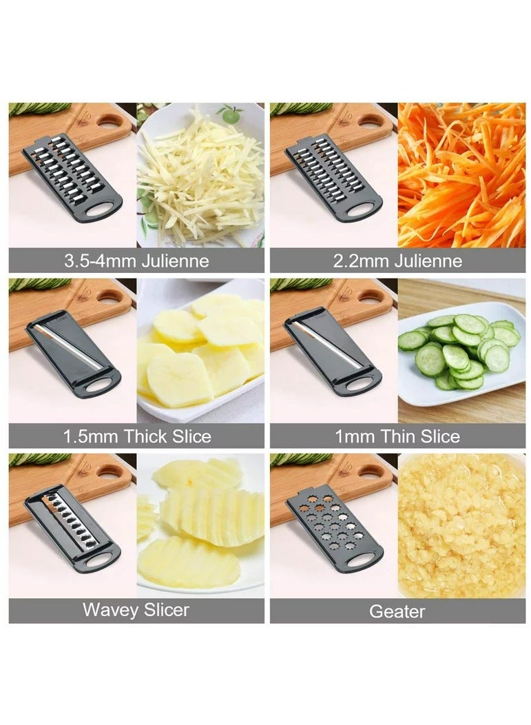 DubaiGallery Multifunction Vegetable Slicer, 1 Container, 9 Blades and handpiece, Vegetable Cutter & Julienne Slicer Vegetable Slicer, Fruit and Cheese Cutter & Grater for Slicing,Dicing,Grating,Chopping,Cutting  - Image 4