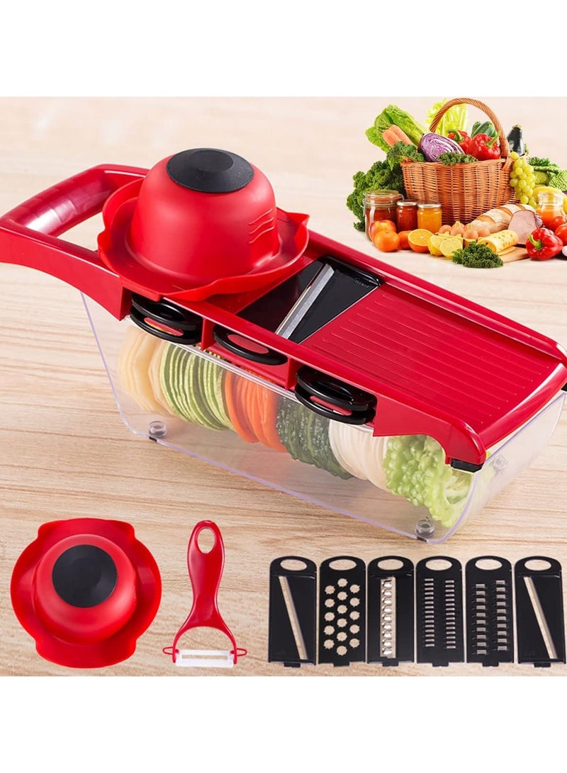 DubaiGallery Multifunction Vegetable Slicer, 1 Container, 9 Blades and handpiece, Vegetable Cutter & Julienne Slicer Vegetable Slicer, Fruit and Cheese Cutter & Grater for Slicing,Dicing,Grating,Chopping,Cutting  - Image 2