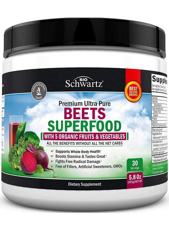 بيو شوارتز مسحوق جذر البنجر - مكمل غذائي خارق من البنجر مع فيتامين سي بالإضافة إلى الفواكه والخضروات الحمراء الغنية بمضادات الأكسدة العضوية - يعزز القدرة على التحمل ومستويات الطاقة الطبيعية - 30 وجبة - قد يختلف التغليف