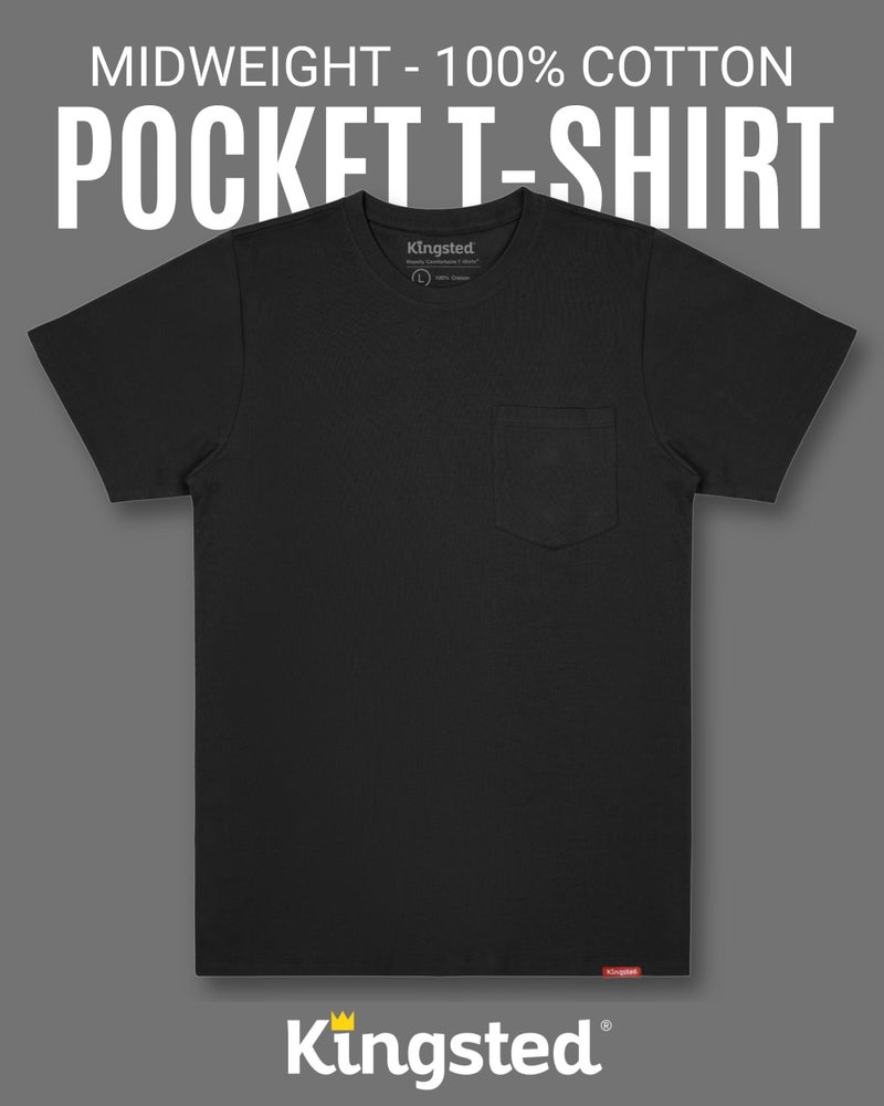 Kingsted Pocket T-Shirts for Men Pack - Super Soft 100% Cotton Crewneck Tees - Classic Comfort Fit (Classic Pack, Large) - Image 5
