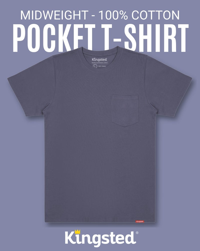 Kingsted Pocket T-Shirts for Men Pack - Super Soft 100% Cotton Crewneck Tees - Classic Comfort Fit (Classic Pack, Large) - Image 3