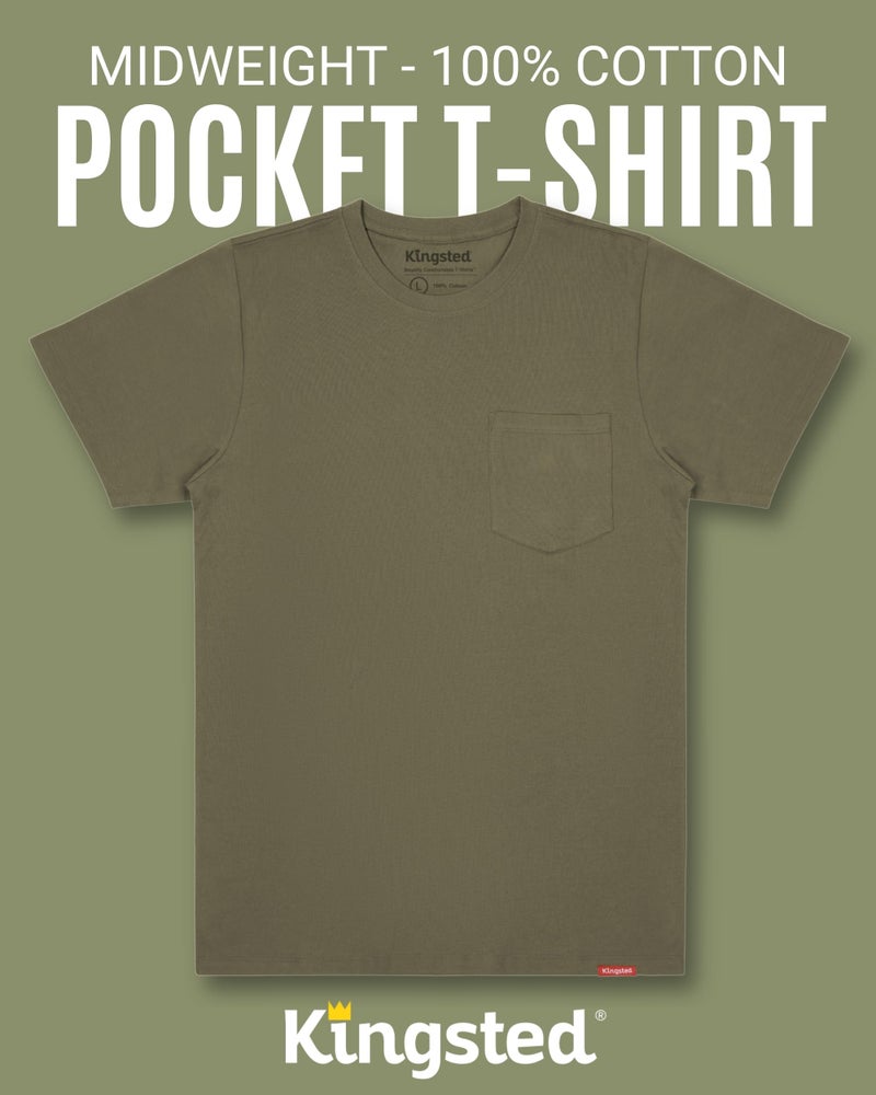 Kingsted Pocket T-Shirts for Men Pack - Super Soft 100% Cotton Crewneck Tees - Classic Comfort Fit (Classic Pack, Large) - Image 4