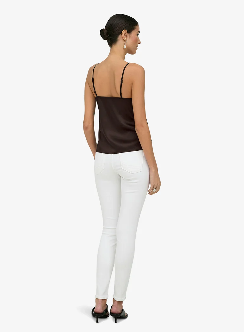 Only Satin Lace Strap Top